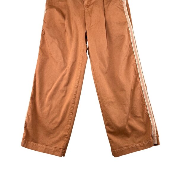 Veronica Beard Jeans Womens Wide-Leg Pants In Rust With Side Stripes Size 24 - Picture 14 of 16